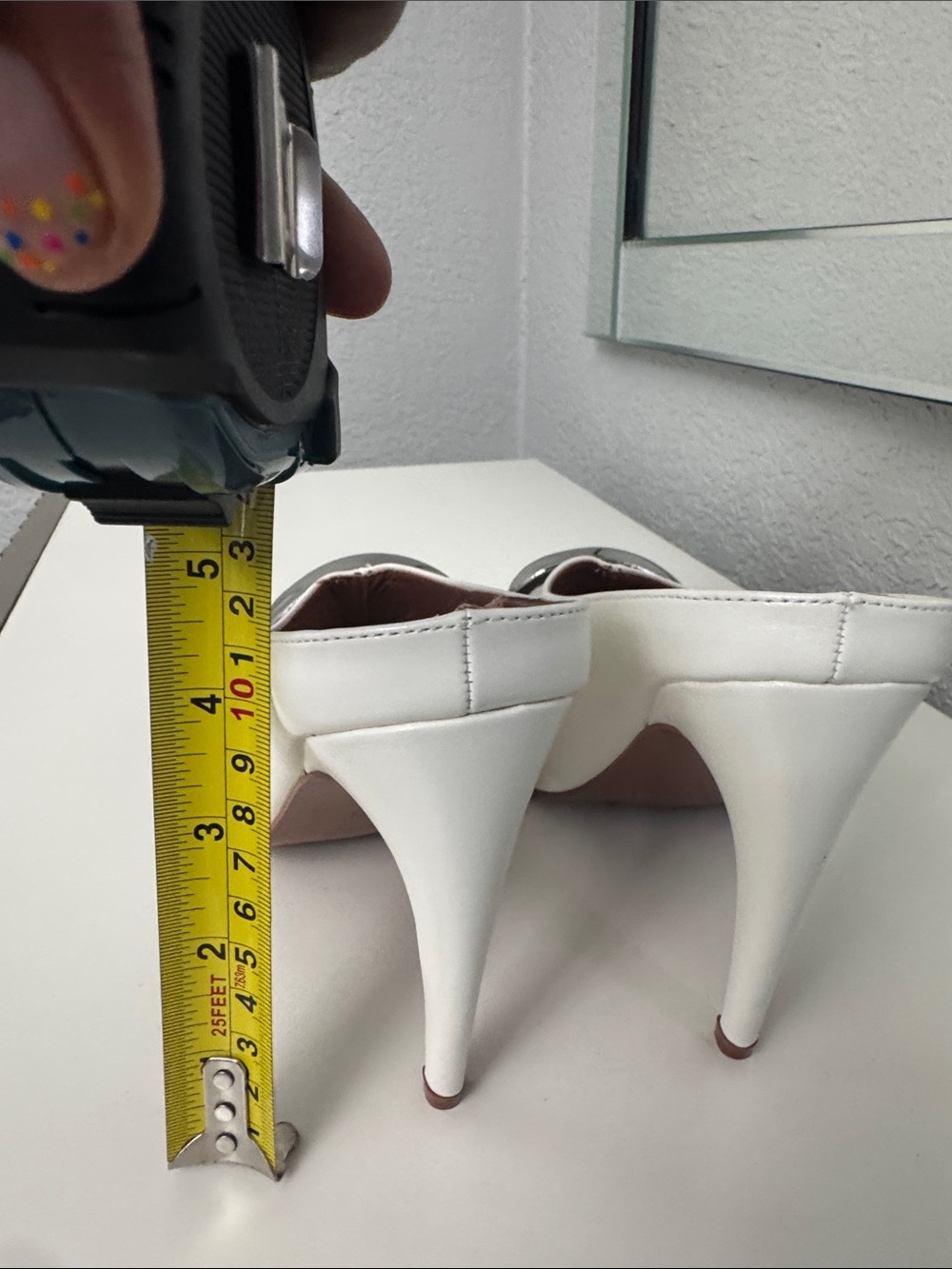 White OpenToe Statement Heel with Silver Accent - Picture 10 of 10